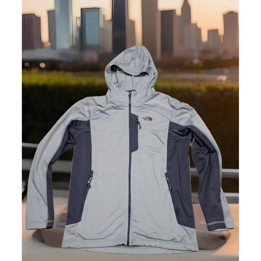 The North Face Fleece Hoodie Mens Medium Grey Excellent Full Zip Jacket Pocket